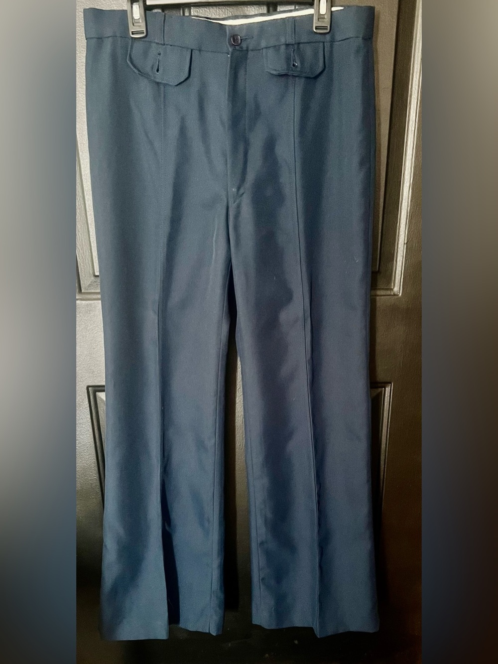 Vintage 70s Levi's Panatela Flared Dress Pants Blue Flap Pocket 36x33 American G